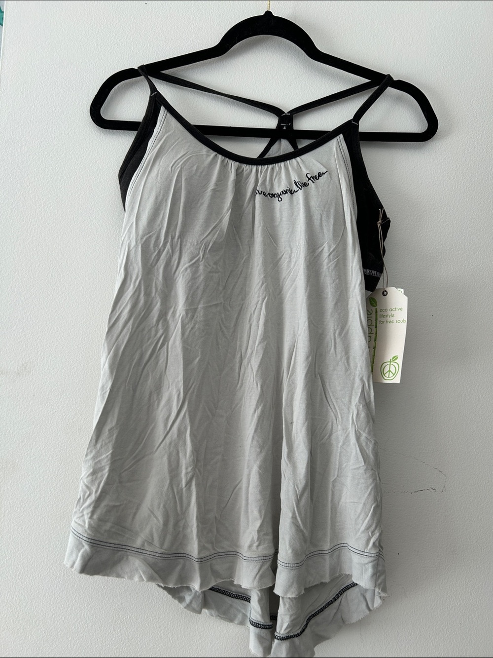 Light Gray Strappy Tank with Black Sports Bra